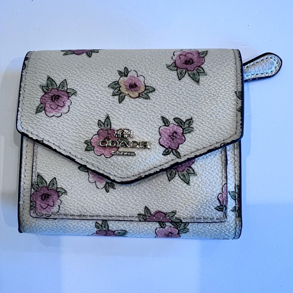 Coach Distressed Small Wallet with Flower Patch Print
